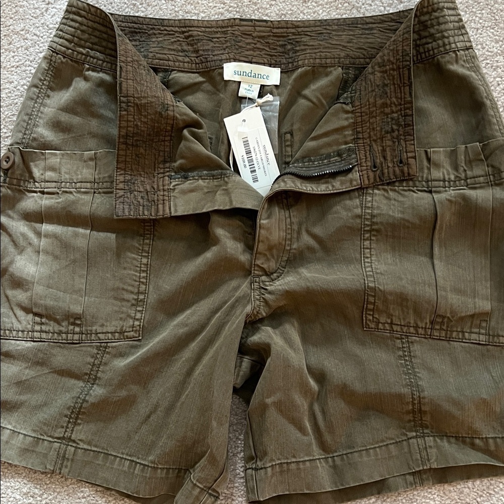 Sundance Garden Joy Olive Cargo Shorts, NWT, 12